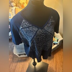 Navy V-Neck Geometric T-Shirt from Old Navy